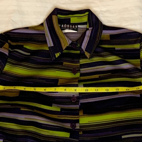 Vintage Morgan de Toi Button Down Geometric Striped Print Size XS-S - Picture 8 of 12